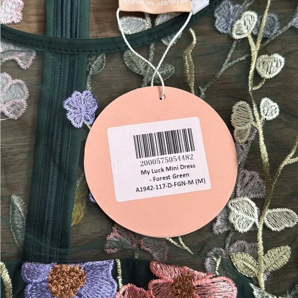 Sage Floral Embroidered Mini Dress - Picture 3 of 4